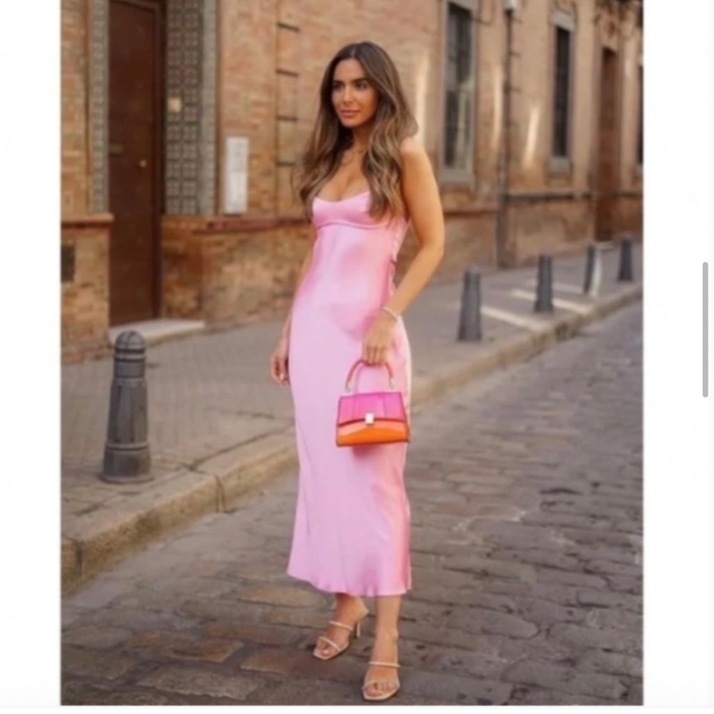 Zara Satin Effects Dress BLOGGER’S fave PINK XS